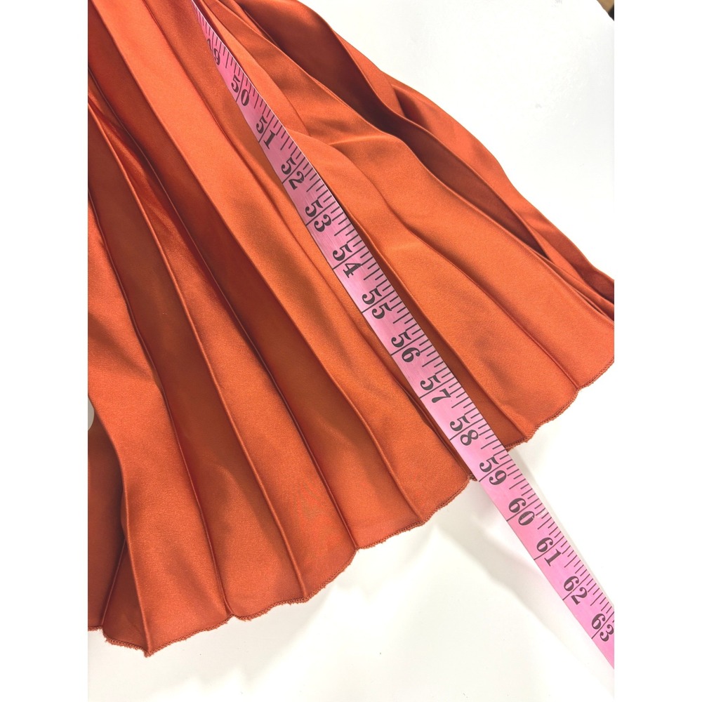 Petal + Pup Naira Pleated Maxi Dress Sunset Orange Satin V-Neck Size 6 US - Picture 6 of 11